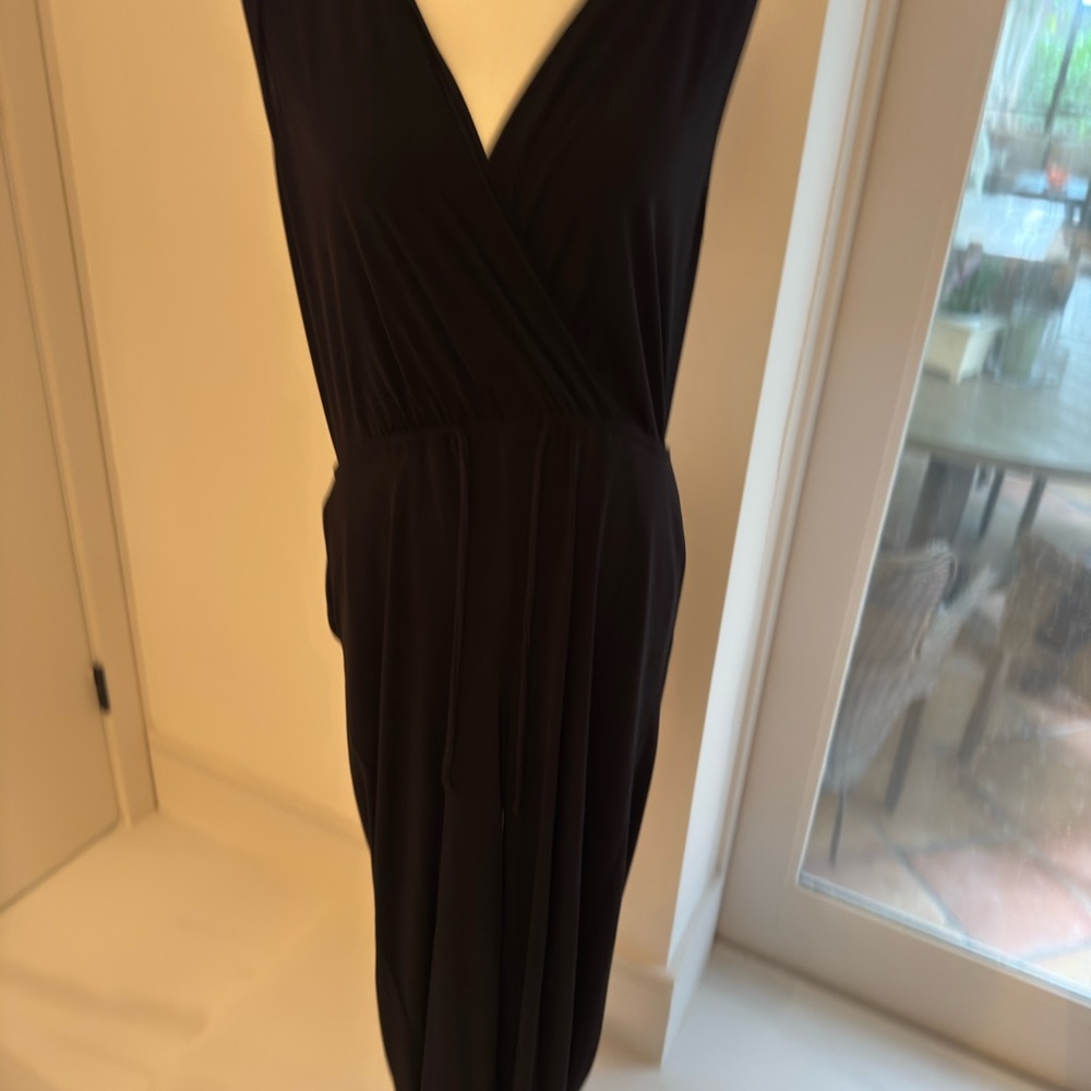 BCBGeneration Black Sheath V-Neck Cocktail Romper